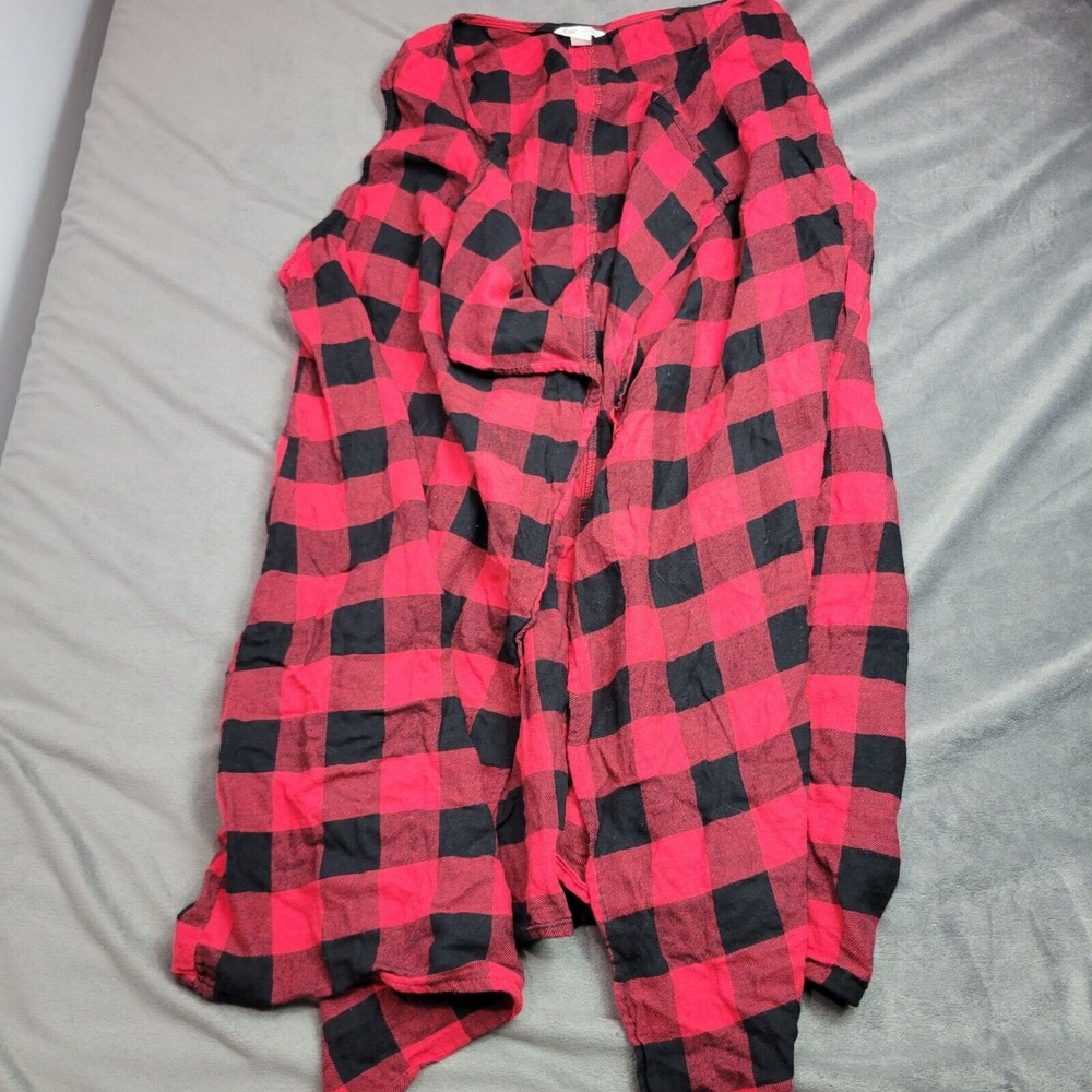 Cato Womens Red & Black Plaid Sleeveless Duster Vest 18/20W 100% Cotton